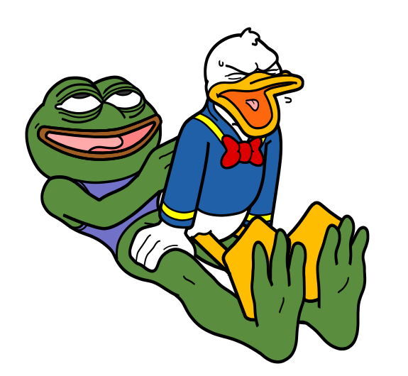 donald duck,pepe the frog