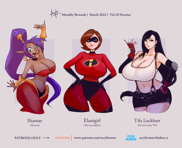 elastigirl,helen parr,shantae (character),tifa lockhart