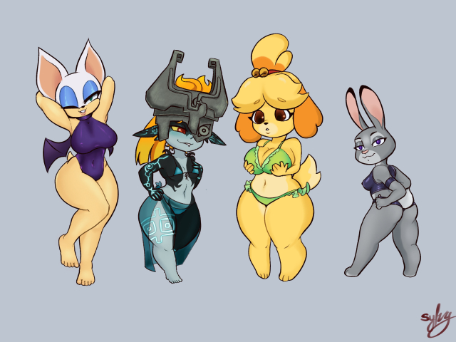 imp midna,isabelle (animal crossing),judy hopps,midna,rouge the bat,twili